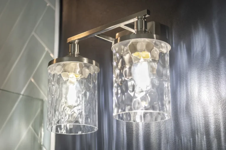 Hammered glass vanity light