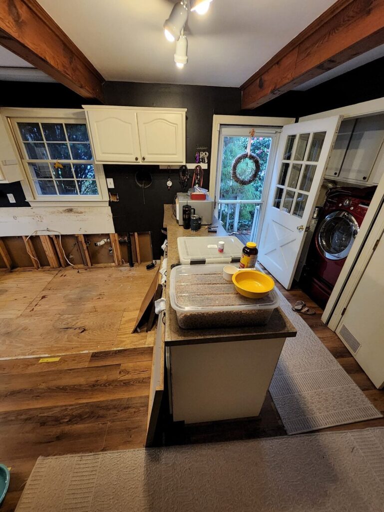 Water damaged kitchen