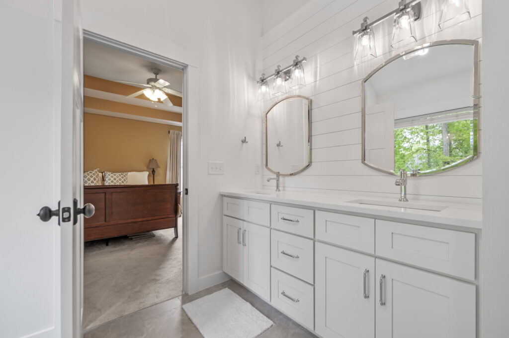 Vanity with shiplap wall
