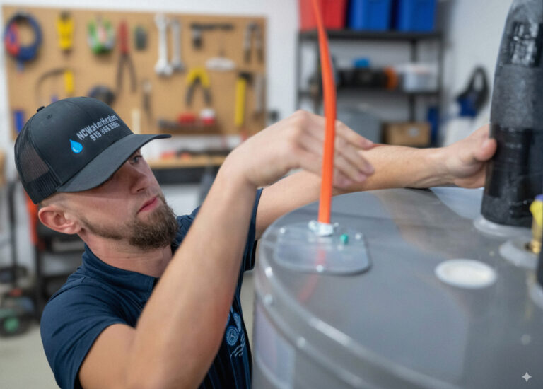 Water heater in a garage