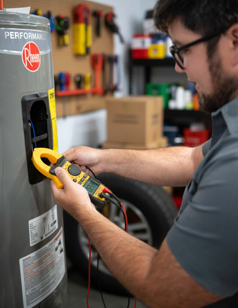 Water heater repair in garage