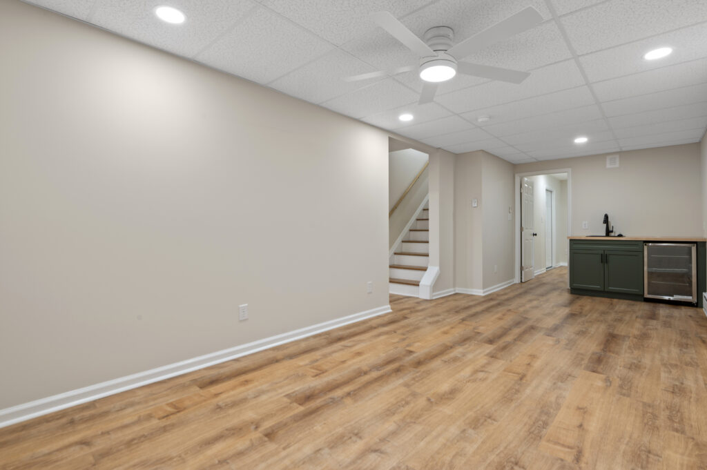 A remodeled basement