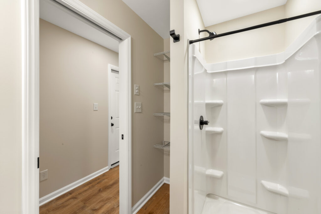 Shower in a remodeled basement