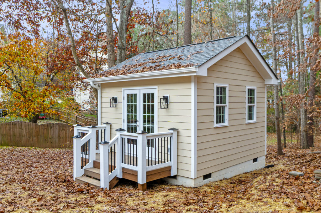 A detached exterior building to be used as a home office