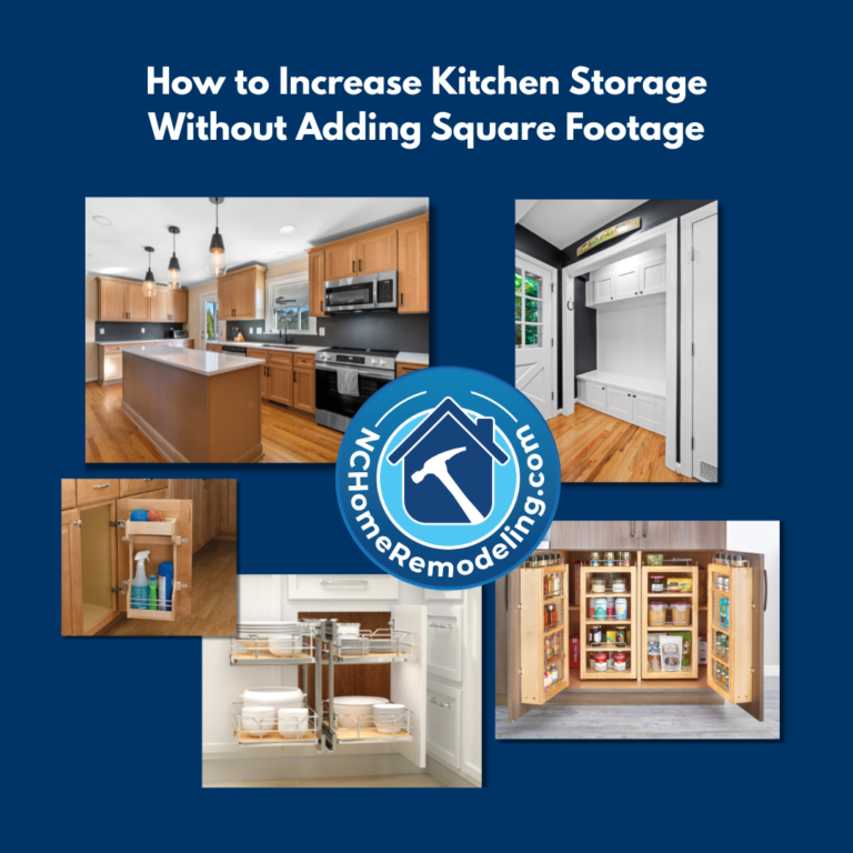 Collage showing different options to increase kitchen storage