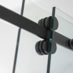 Close up of shower glass slider