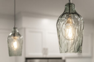 Close up image of glass pendant light fixtures